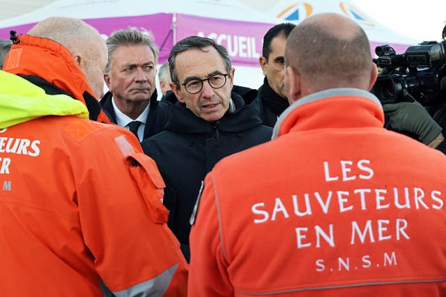 <p>French Minister of the Interior Bruno Retailleau (C) wants a better deal with the UK for dealing with asylum seekers ahead of a meeting with home secretary Yvette Cooper on 9 December</p>