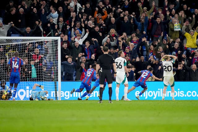 Daniel Munoz, second right, celebrates his equaliser (Ben Whitley/PA)