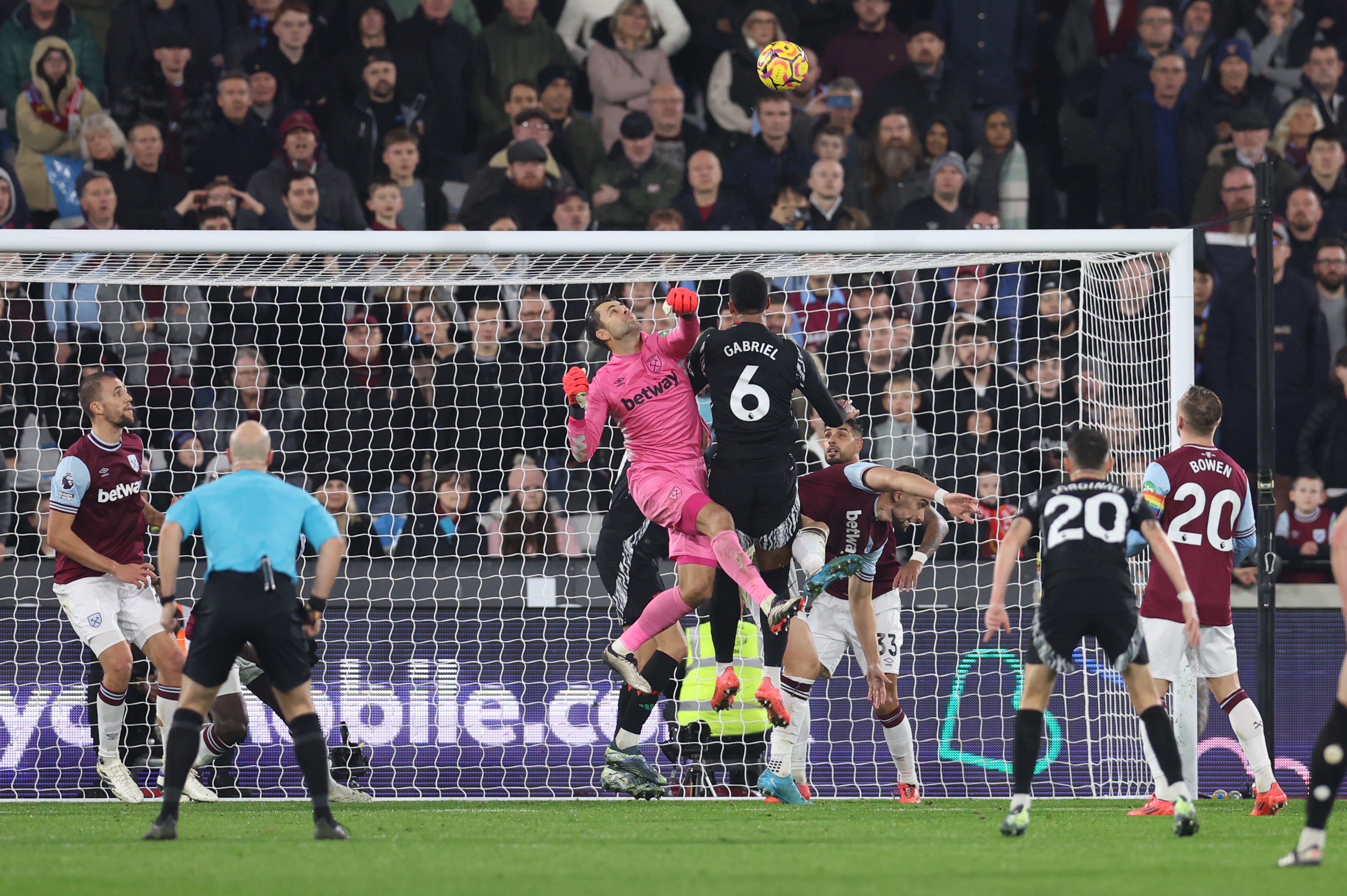 Lukasz Fabianski’s inadvertent punch on Gabriel earned Arsenal a penalty (Chris Radburn/PA).