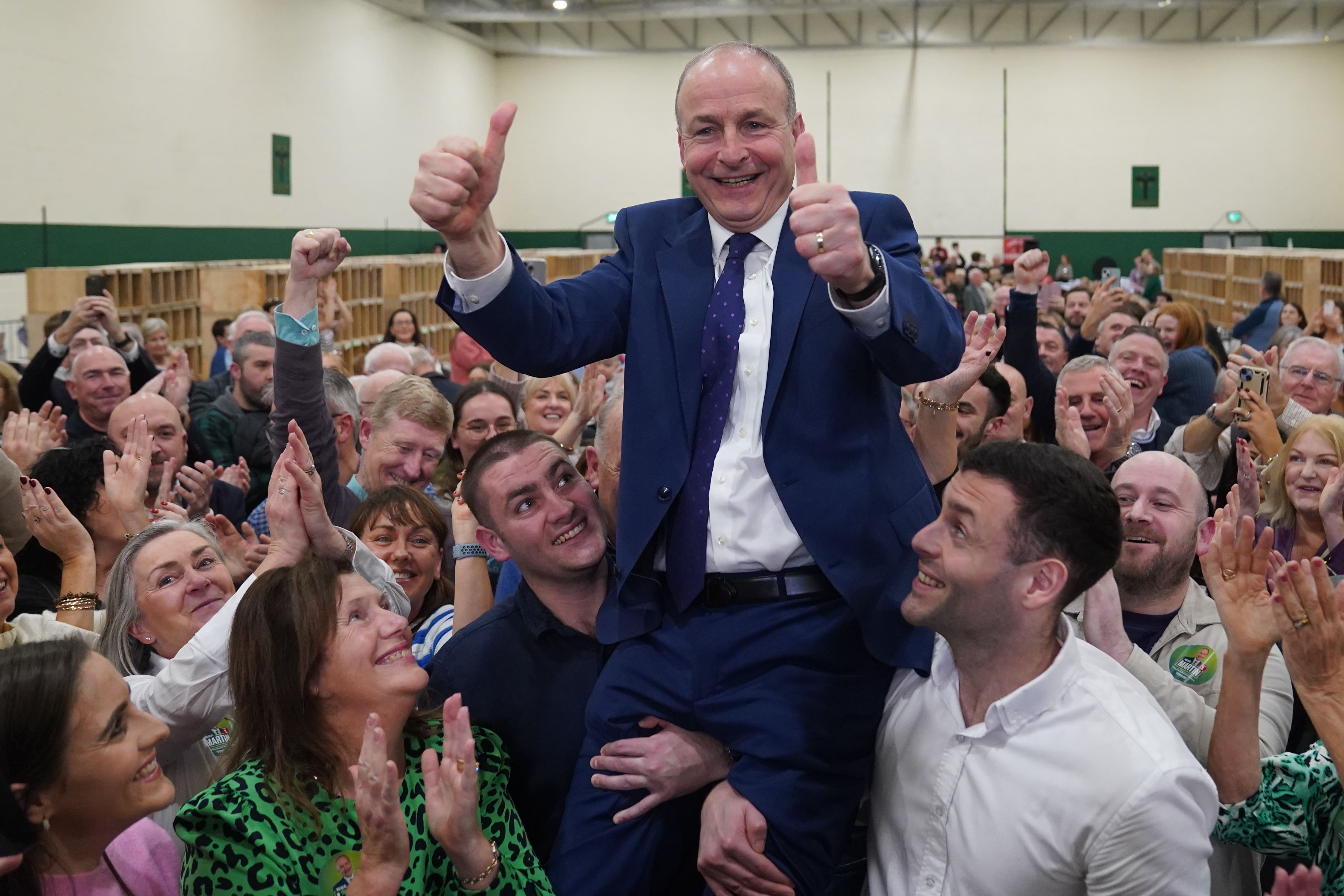 Fianna Fail leader Micheal Martin was re-elected as a TD on Saturday night (Jacob King/PA)