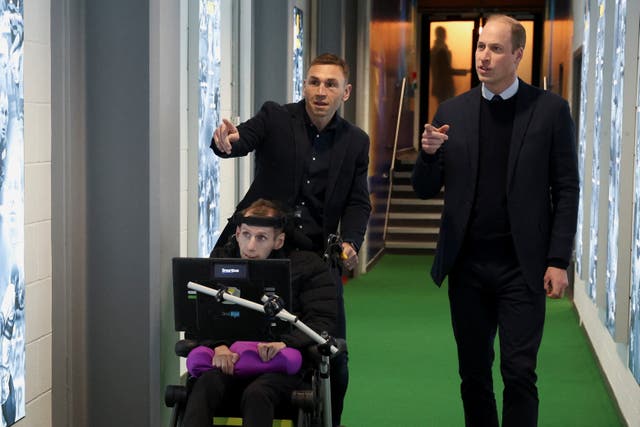 The Prince of Wales meets Rob Burrow and Kevin Sinfield (PA)