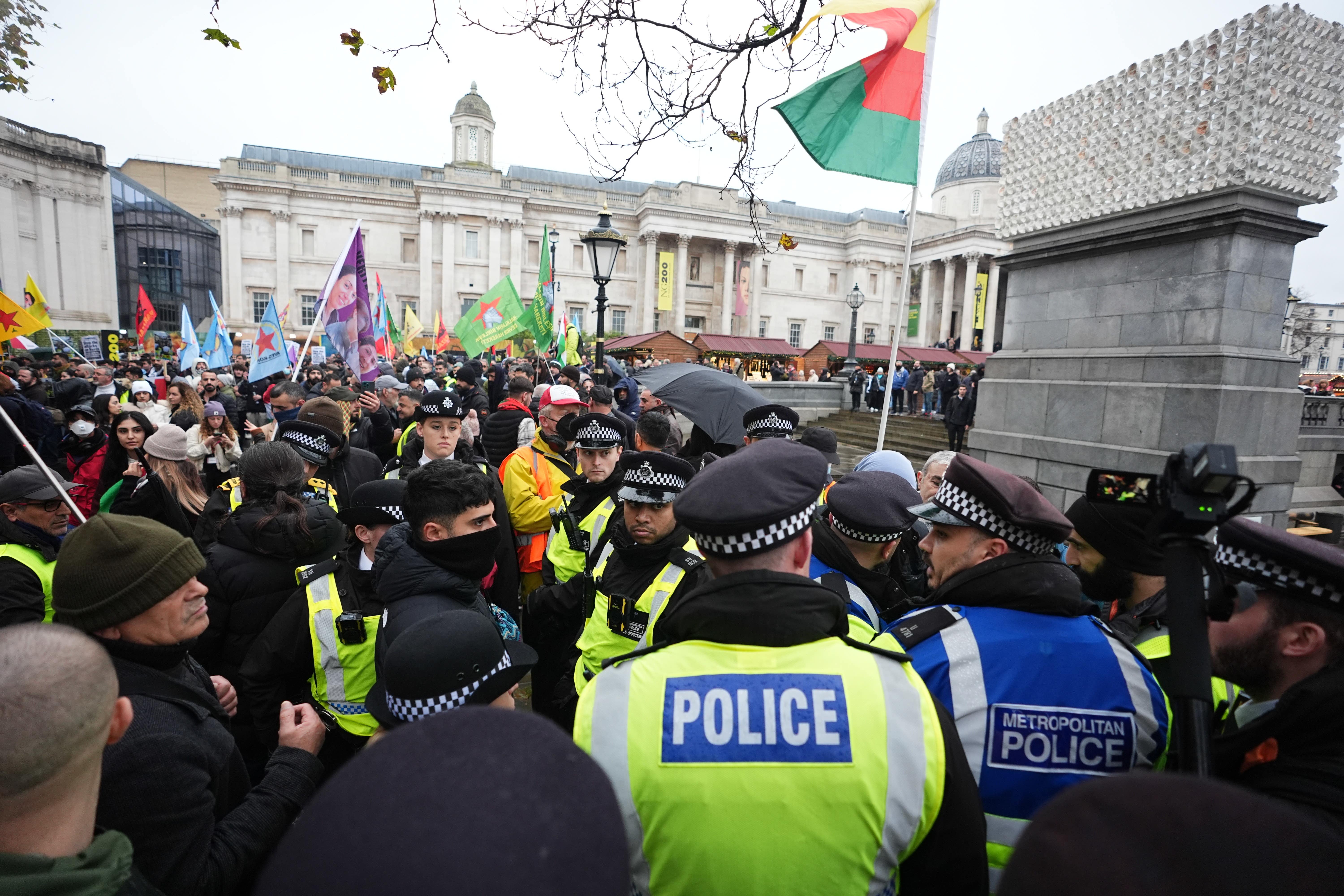 Protesters gathered in Trafalgar Square (James Manning/PA)