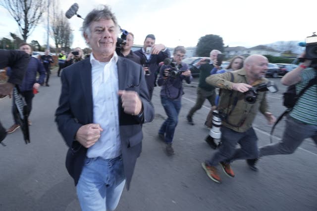 Independent candidate Gerry ‘The Monk’ Hutch leaves the RDS Simmonscourt, Dublin (Brian Lawless/PA)