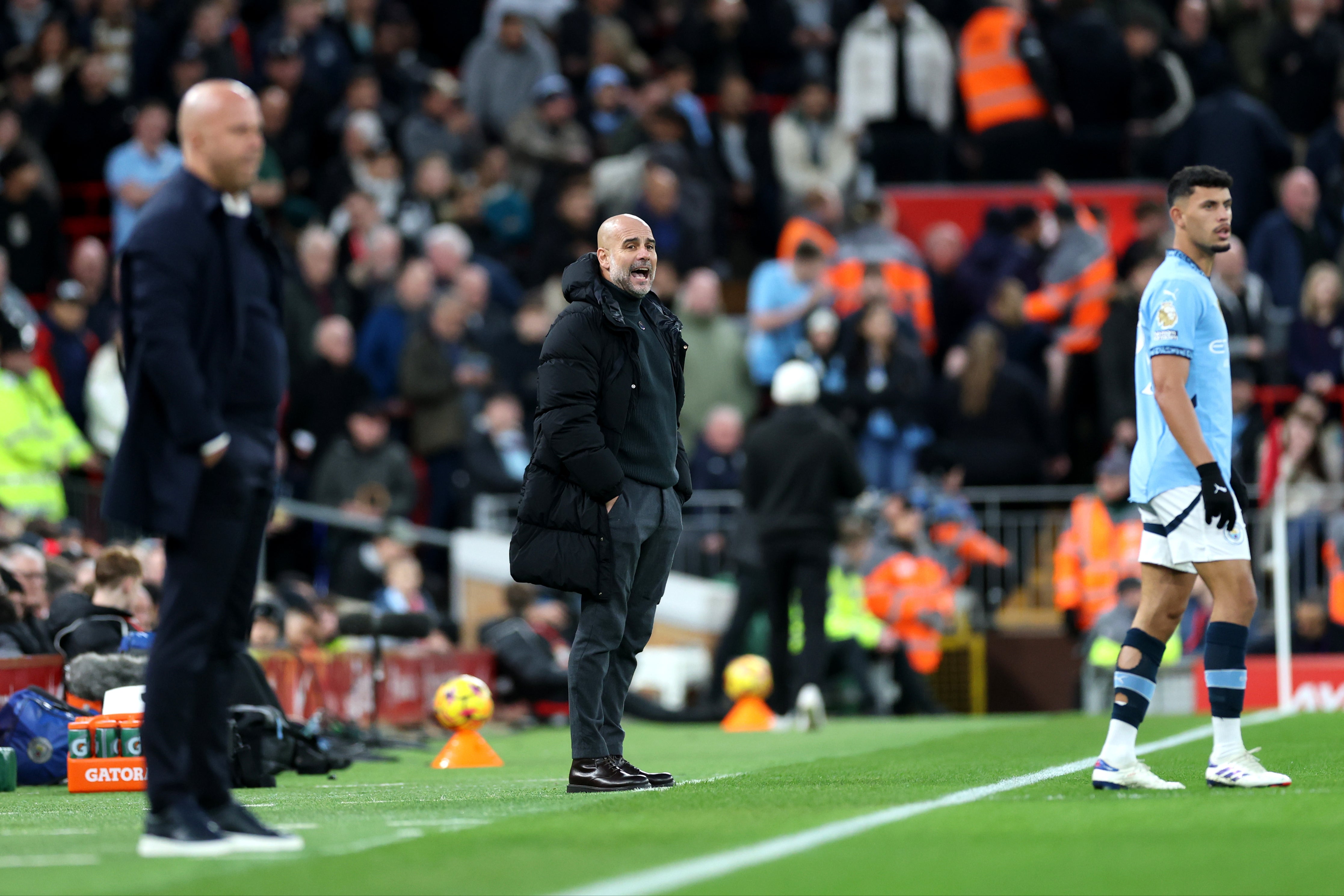 Pep Guardiola taunted the Liverpool fans during the defeat at Anfield