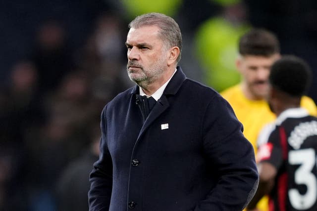 Ange Postecoglou after Tottenham’s 1-1 draw at home to Fulham (Ben Whitley/PA)