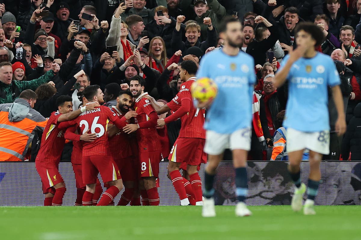 Liverpool v Manchester City LIVE: Result and reaction as leaders pile more misery on Pep Guardiola’s side