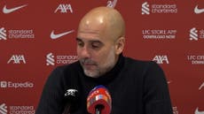 Pep Guardiola responds to ‘sacked in the morning’ chants following Man City’s defeat to Liverpool
