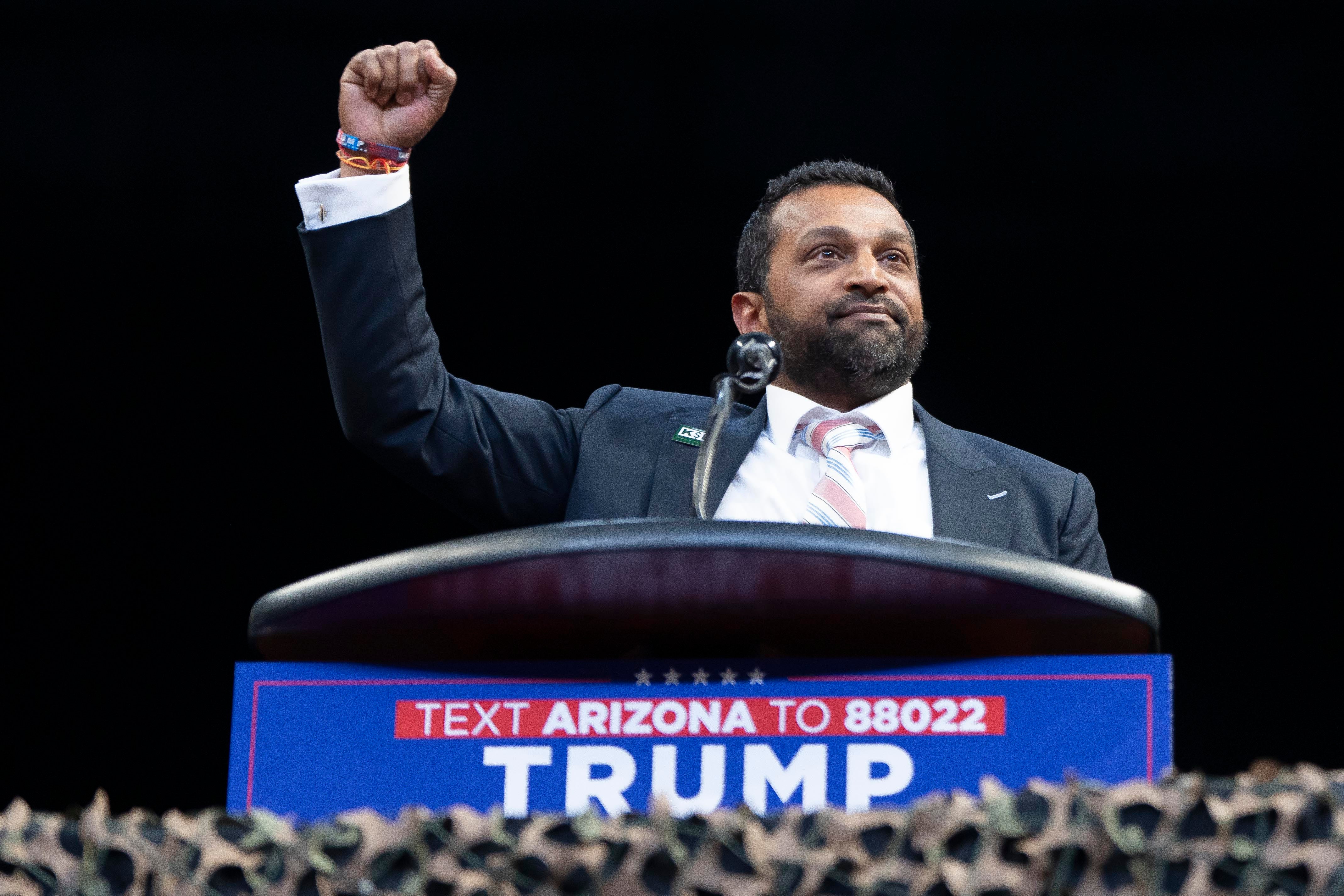 Patel, pictured speaking at a Trump rally in Arizona on October 13, has cashed in on his ties to the president-elect