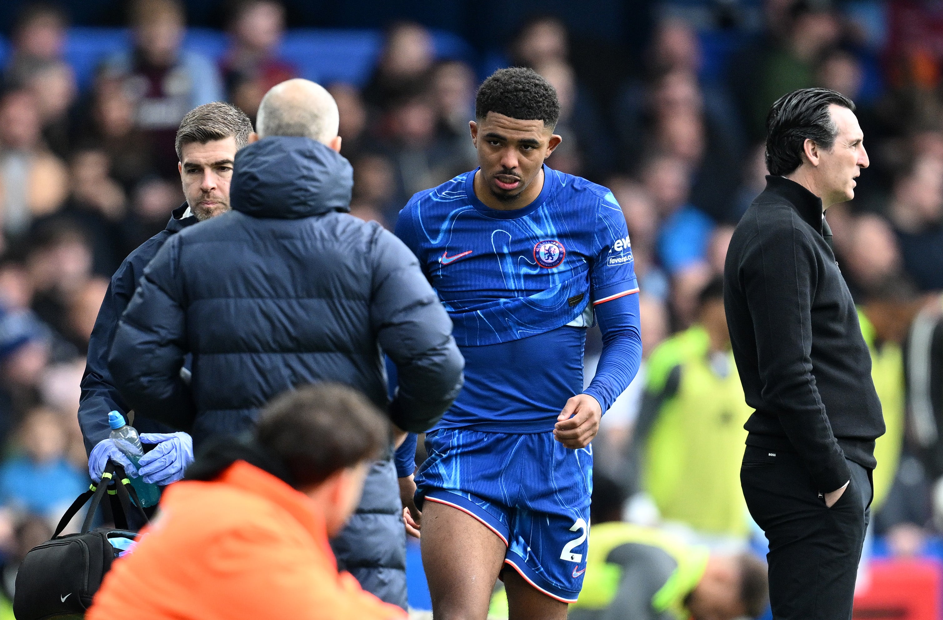 Wesley Fofana suffered a hamstring injury against Villa