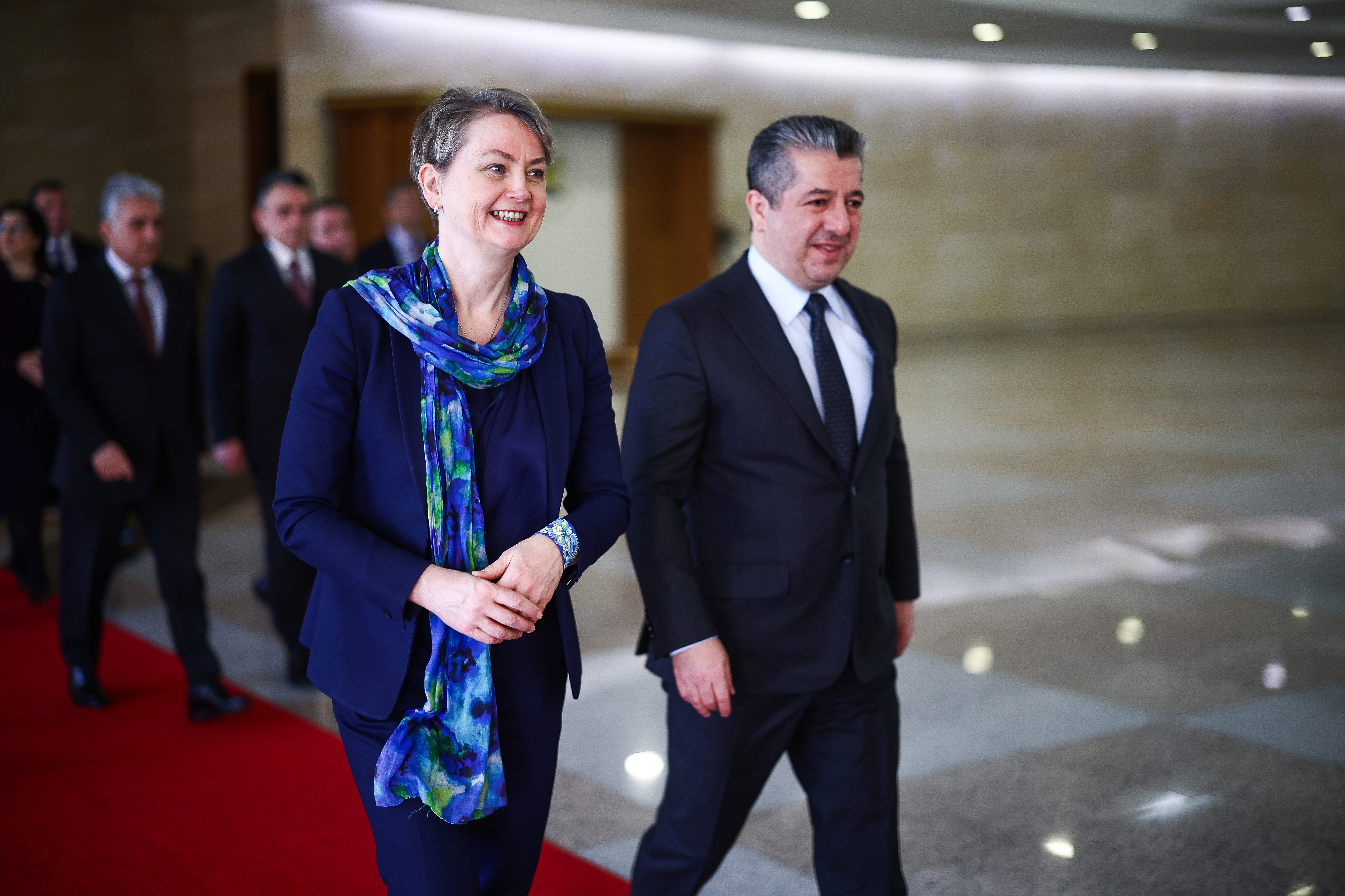 Home Secretary Yvette Cooper with the Kurdish prime minister Masrour Barzani (PA)