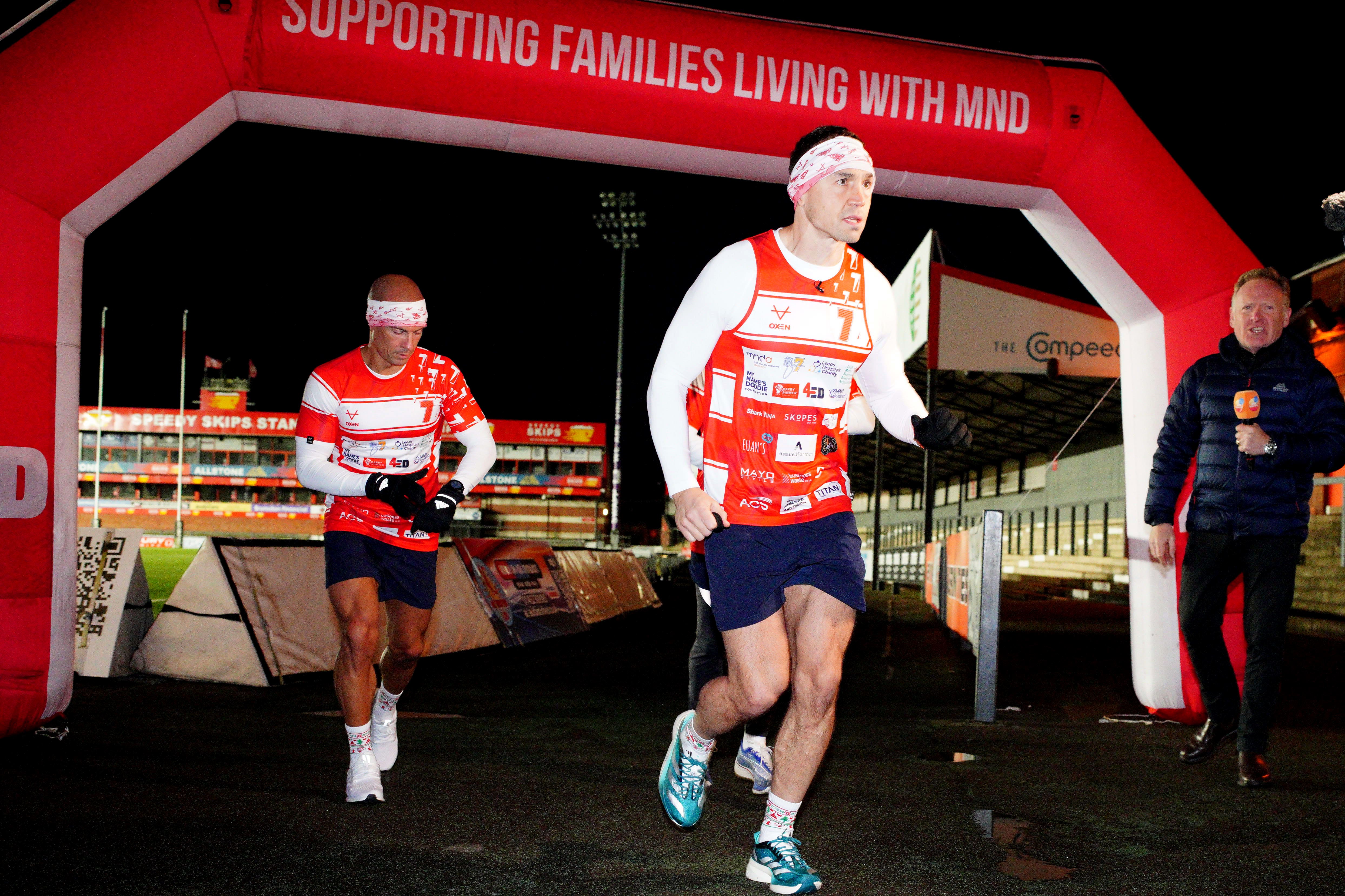 Kevin Sinfield set out from Gloucester on the latest leg of his bid to raise funds to combat Motor Neurone Disease (Ben Birchall/PA)