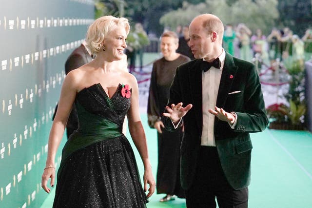 <p>Hannah Waddingham walking with the Prince of Wales as he arrives for the 2023 Earthshot Prize Awards Ceremony</p>