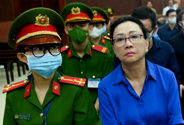 <p>File. Vietnamese property tycoon Truong My Lan (R) looks on at a court in Ho Chi Minh city on 3 December  2024</p>