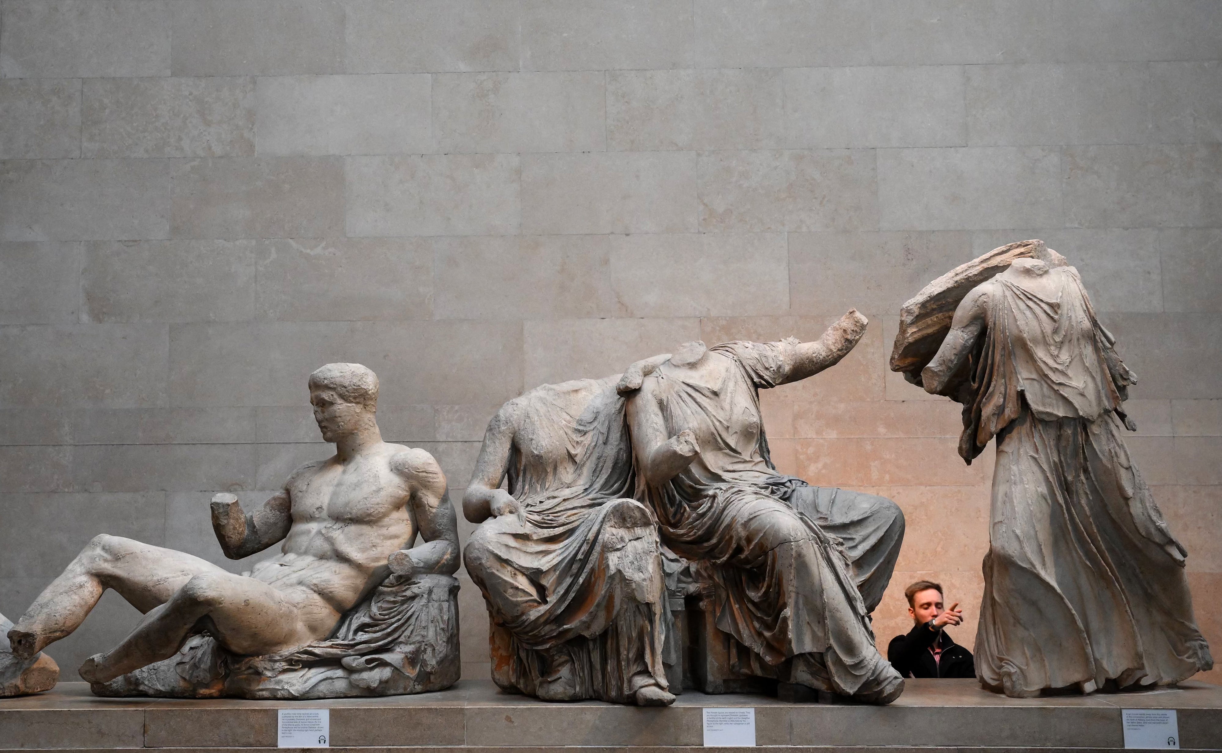 The Parthenon Sculptures, or Elgin Marbles, pictured at the British Museum