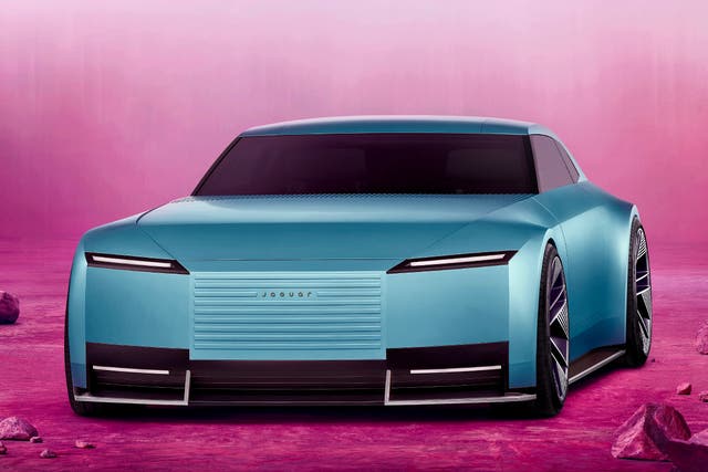 <p>The new Jaguar Type 00 Design Vision concept was revealed in London Blue and Miami Pink</p>