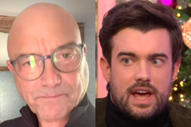 <p>Gregg Wallace (left) and Jack Whitehall on ‘The One Show’ (right)</p>