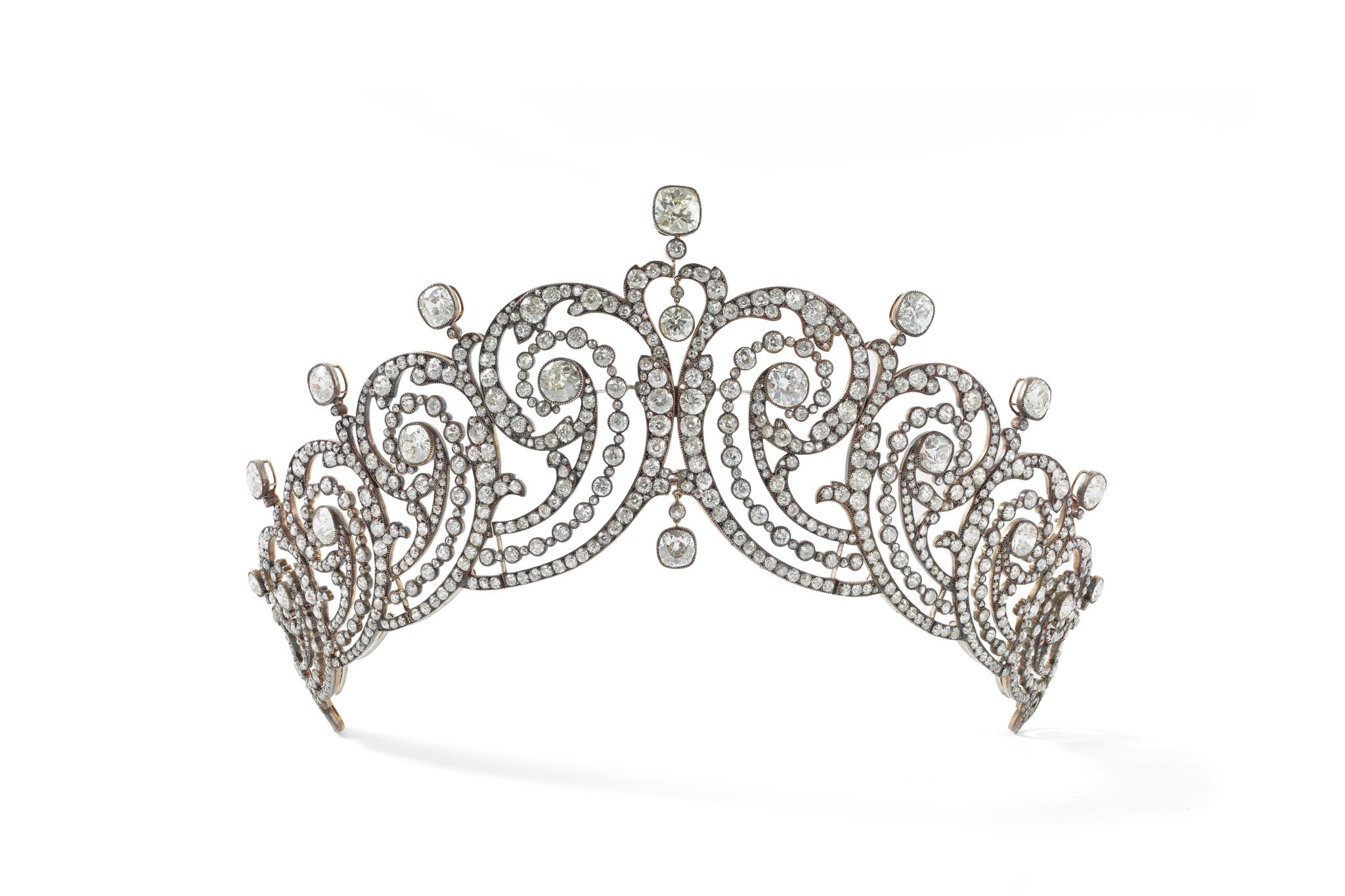 Scroll tiara, Cartier Paris, commissioned forthe Countess of Essex in 1902. Diamonds,silver and gold (Nils Herrmann/CollectionCartier/Cartier/PA)