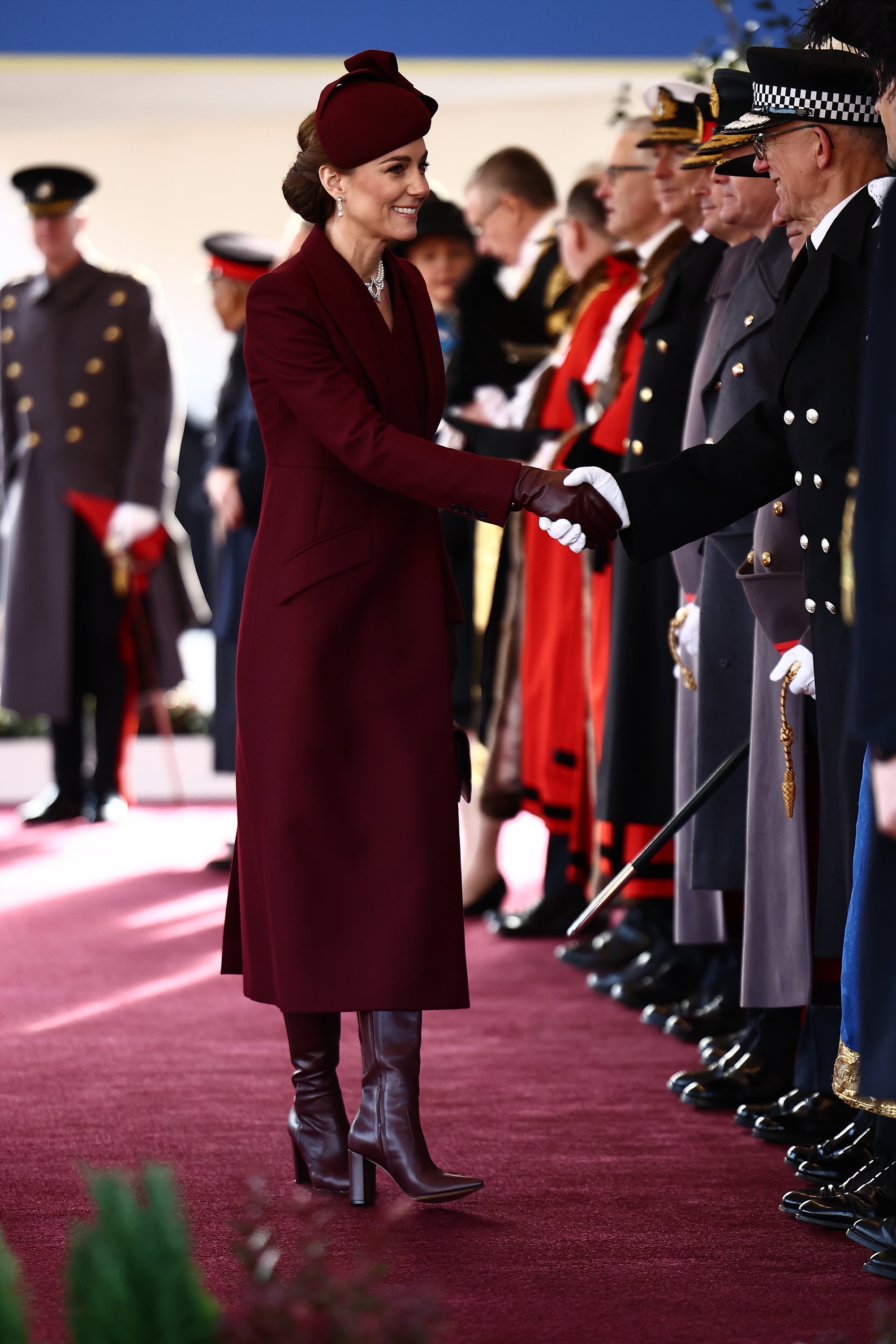 The Princess of Wales sported British designers through her matching hat and coat