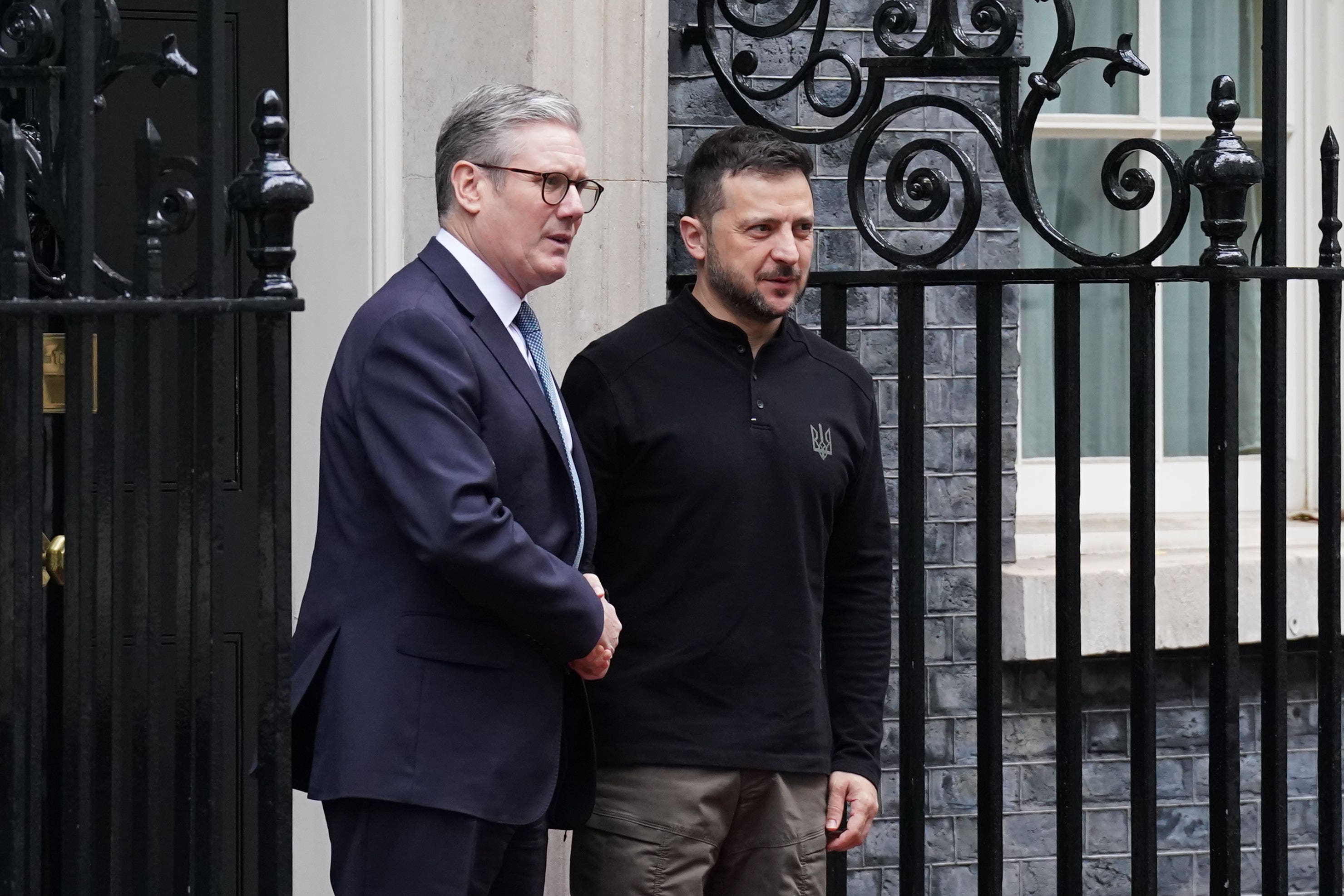 Ukrainian president Volodymyr Zelensky (right) with Prime Minister Sir Keir Starmer in Downing Street last October (Stefan Rousseau/PA)