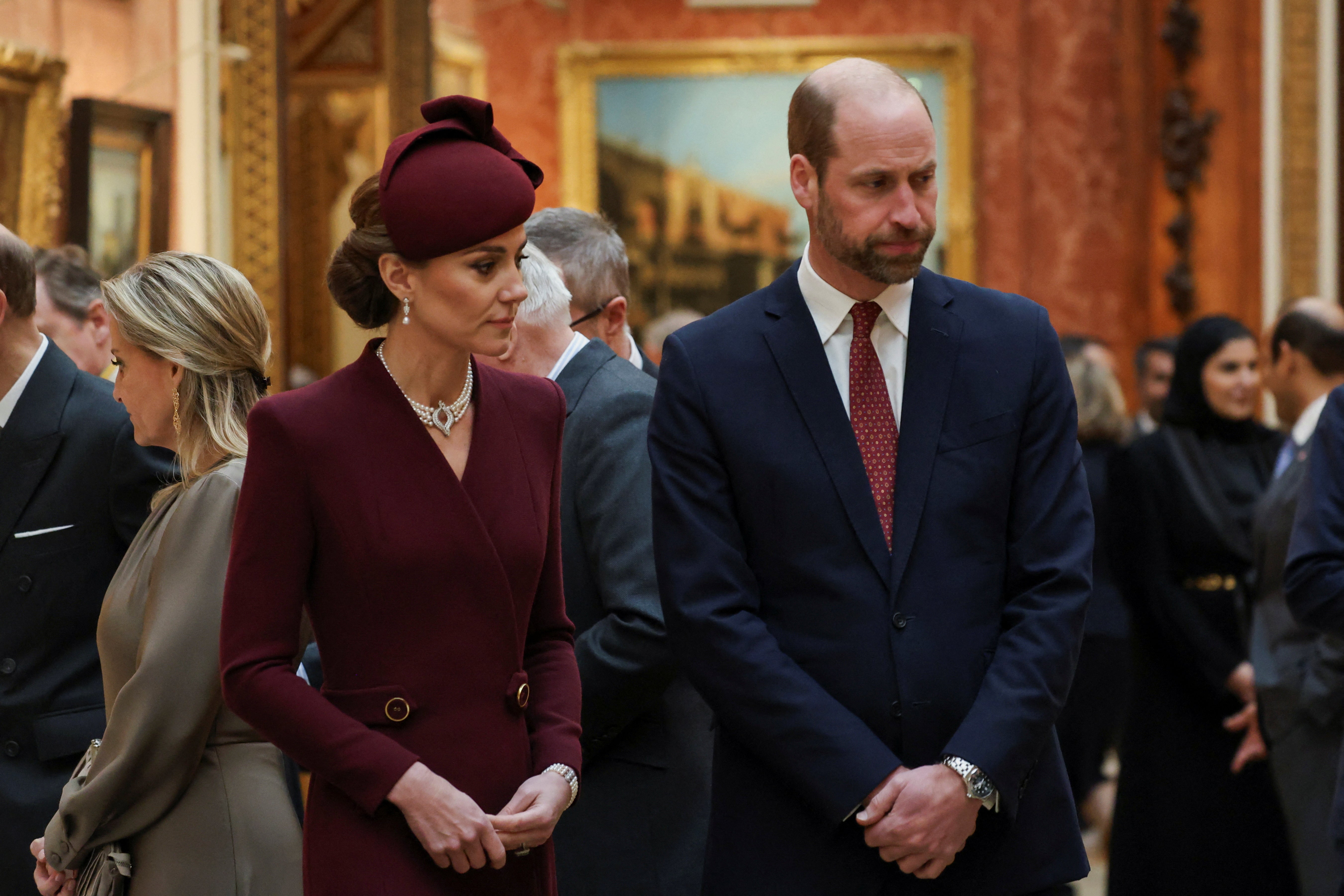 The Prince and Princess of Wales at Buckingham Palace during the Qatari state visit on Tuesday