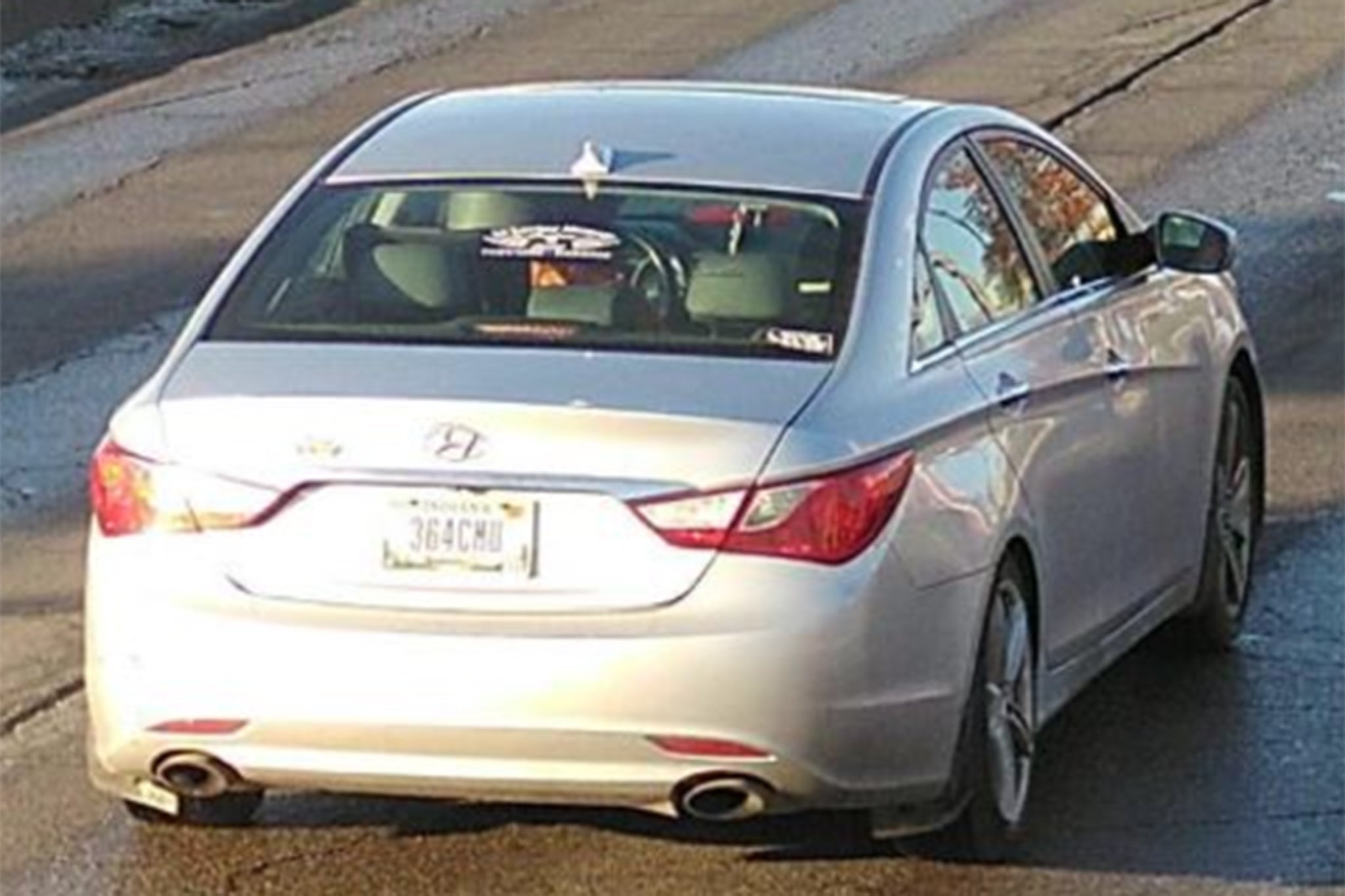 IMPD issued an urgent appeal for the stolen vehicle a silver 2013 Hyundai Sonata (pictured) on Monday