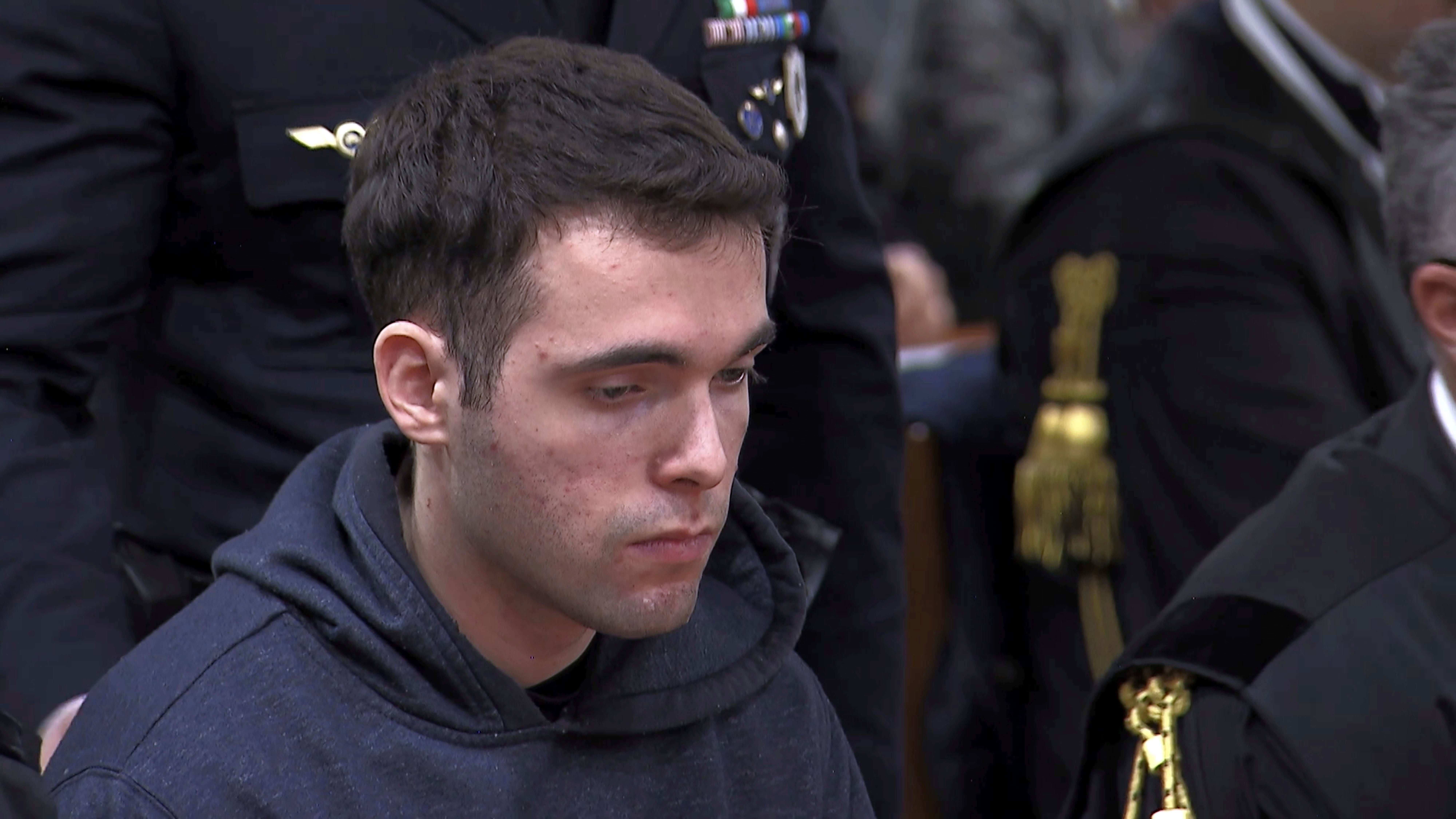 In this image taken from video 22-year-old Italian man Filippo Turetta, who confessed in court to killing his ex-girlfriend Giulia Cecchettin, was convicted of her murder on Tuesday and sentenced to life in prison, at a court in Venice, Italy, Tuesday, 3 Dec 2024