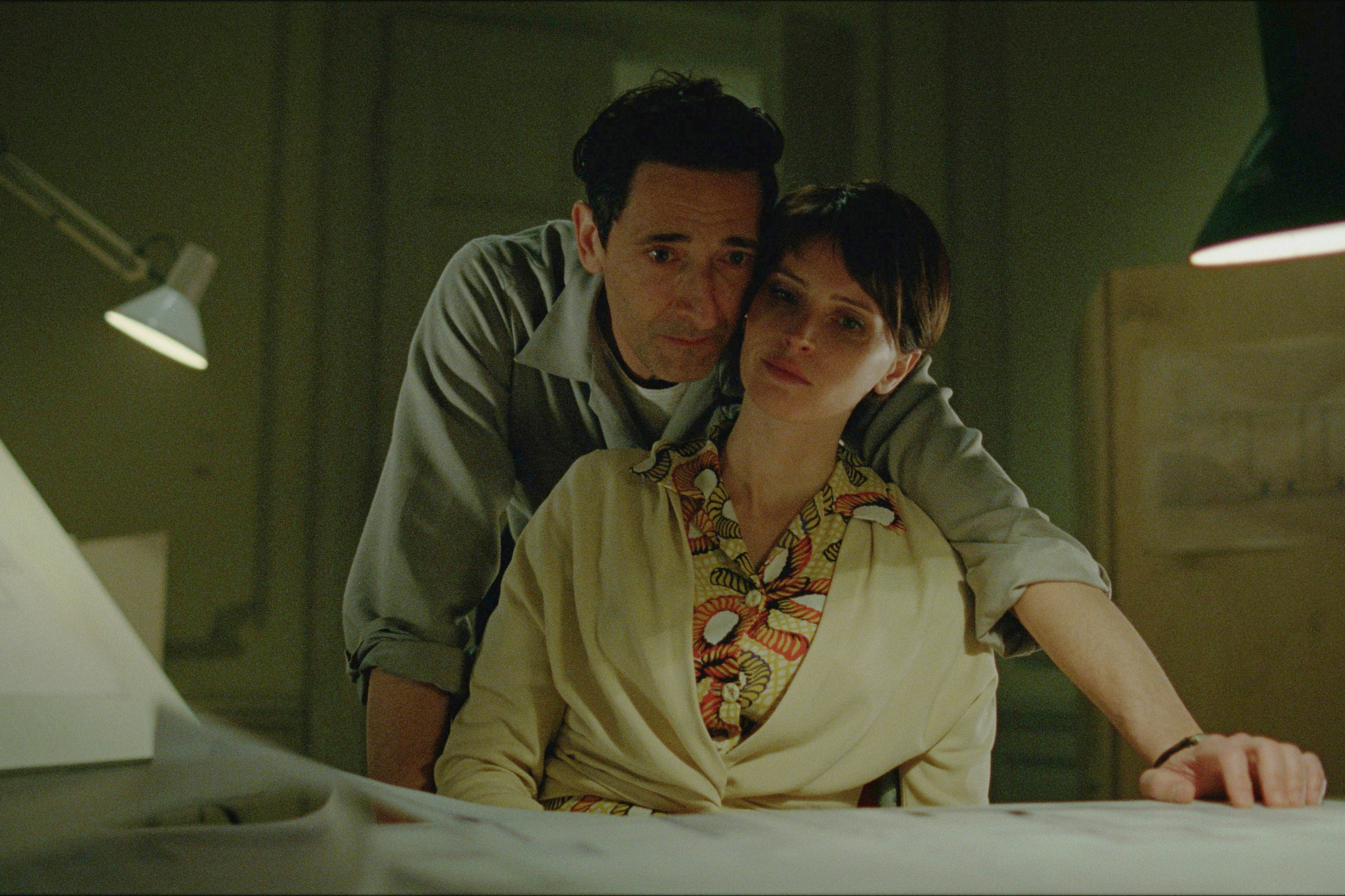 Adrien Brody and Felicity Jones in ‘The Brutalist’