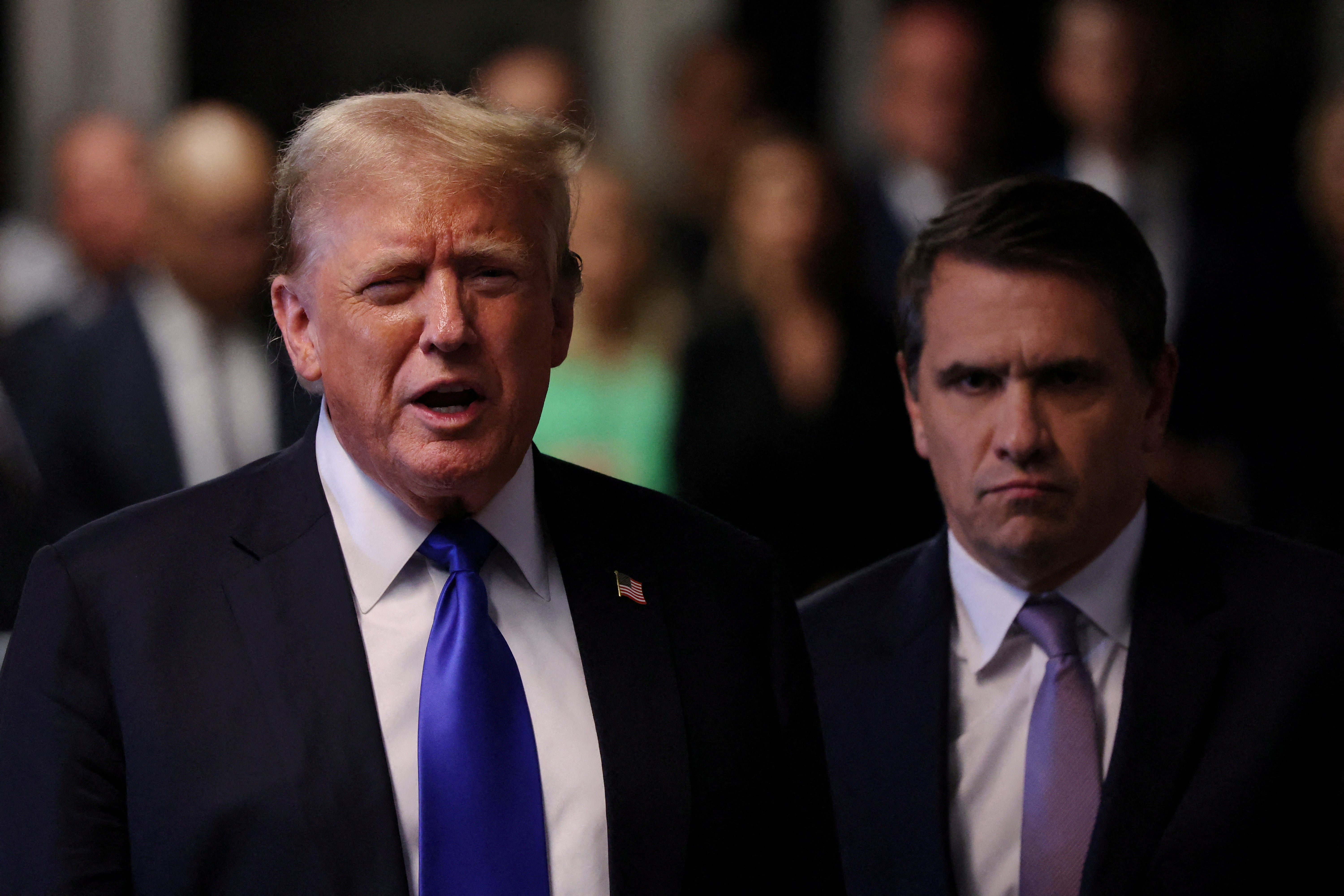 Donald Trump’s lead criminal defense attorney Todd Blanche, right, and attorney Emil Bove have quoted President Joe Biden’s pardon of his son Hunter in their latest atempt to get the president-elect’s hush money case thrown out