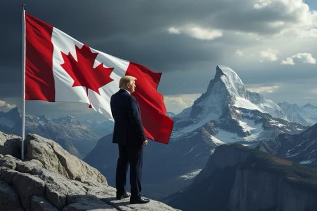 <p>Trump posts AI generated pic of himself on a mountain with a Canadian flag</p>