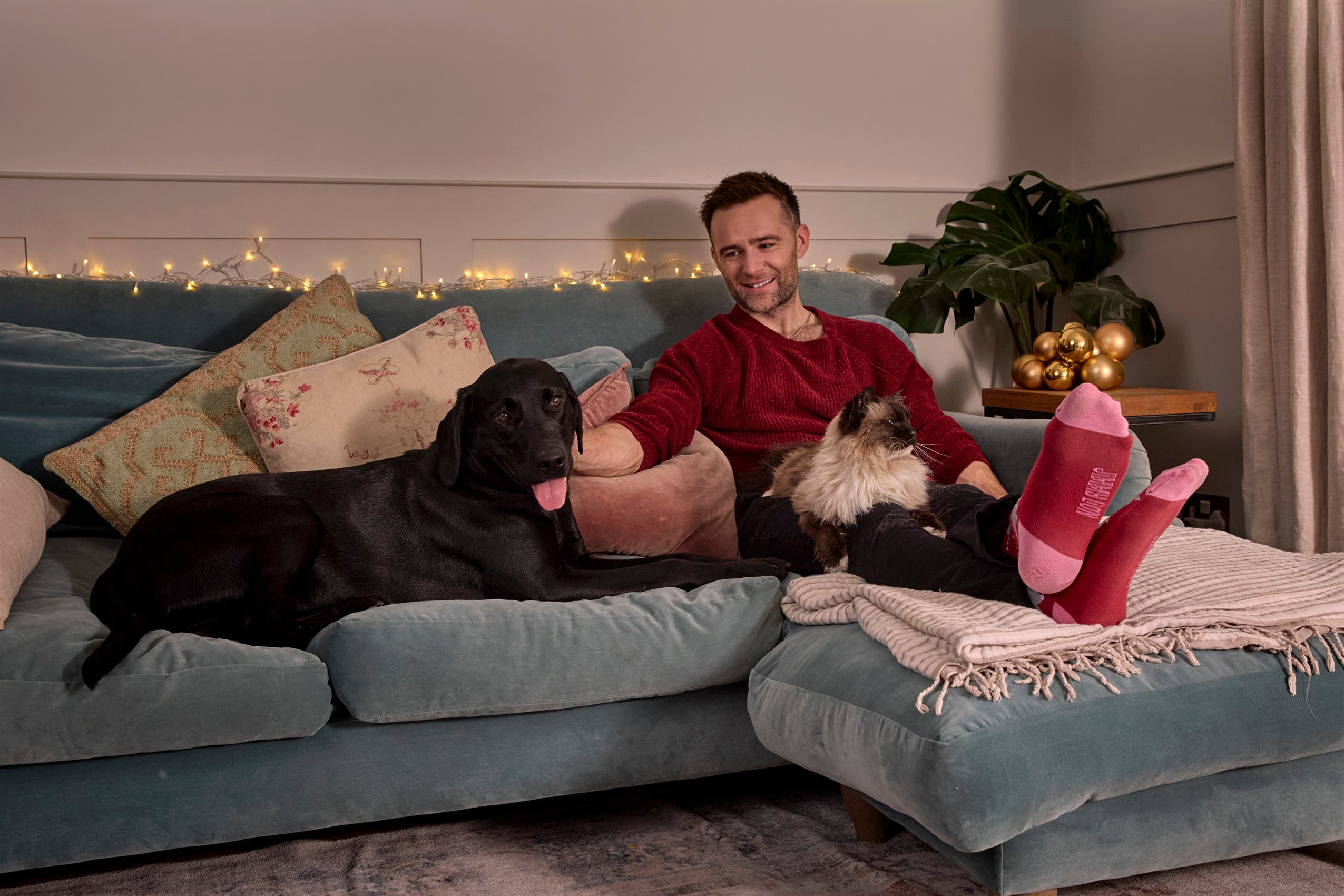 Four-legged friends: Harry Judd with Billy and Morris (Liz Gregg/PA)