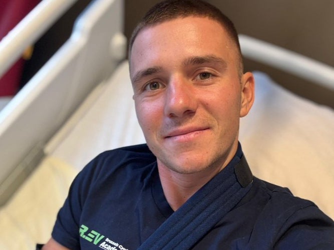 The double Olympic champion posted an update from hospital