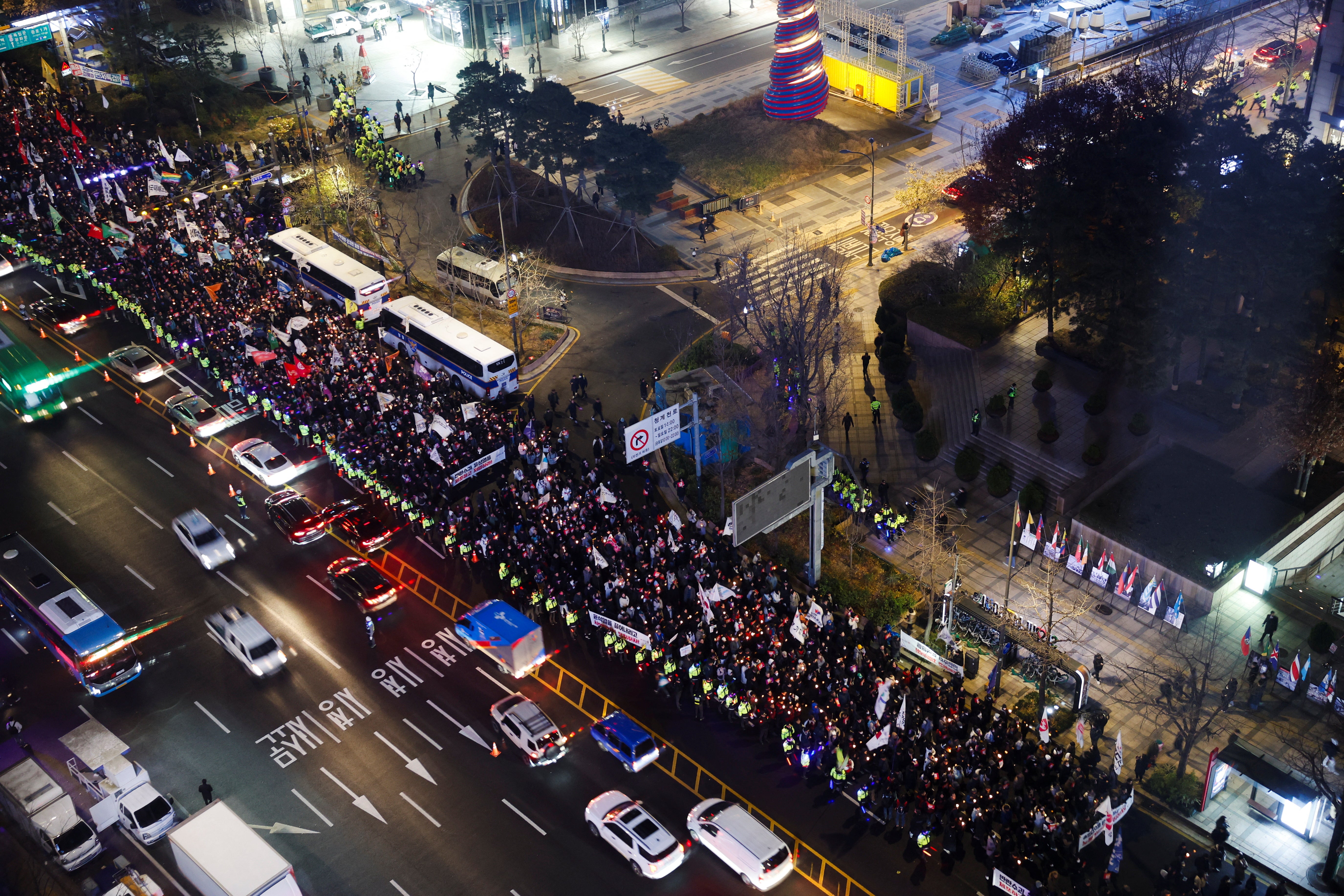 A view of the march from above