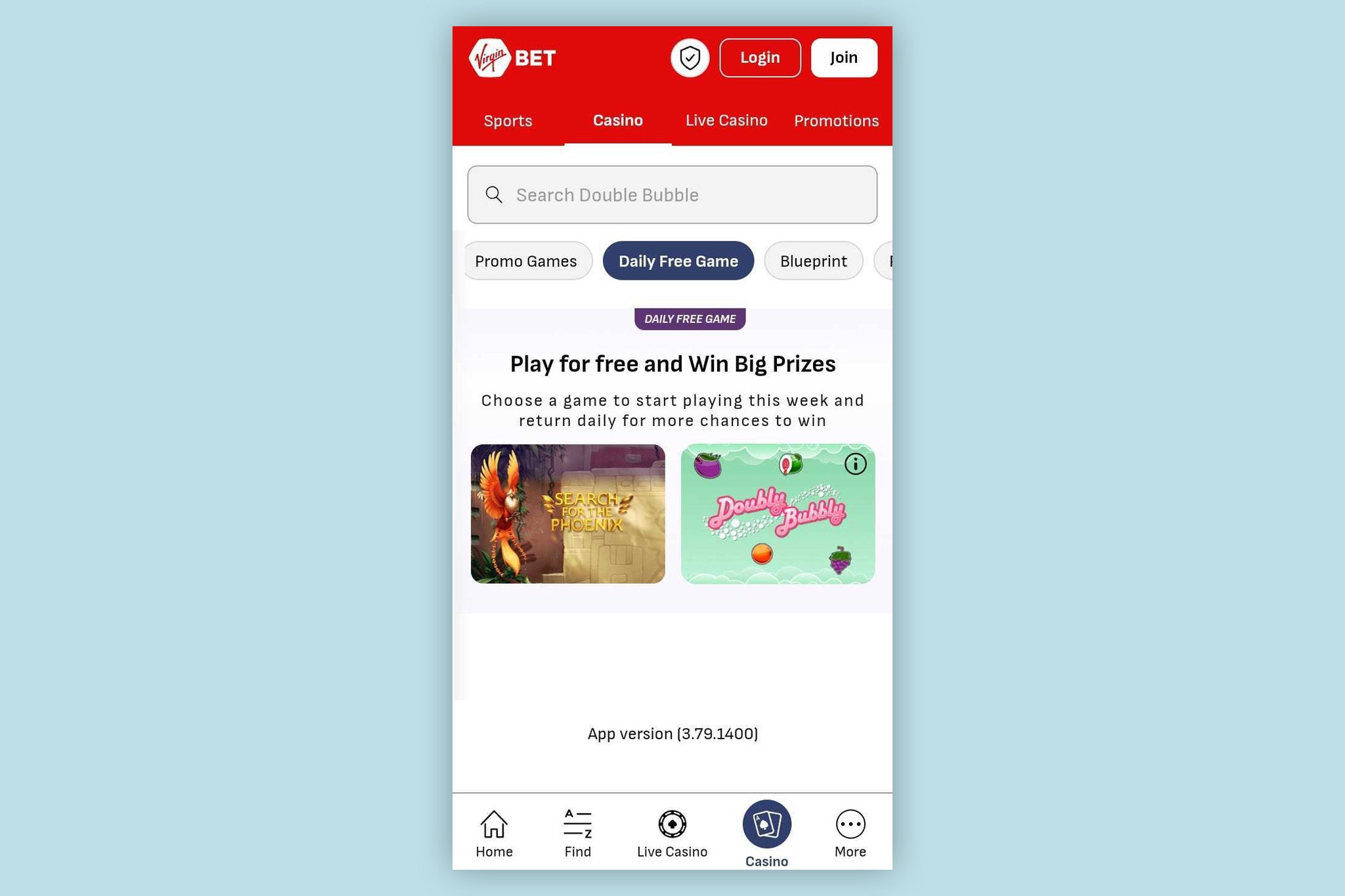 The Virgin betting and gaming app allows users to win money for free