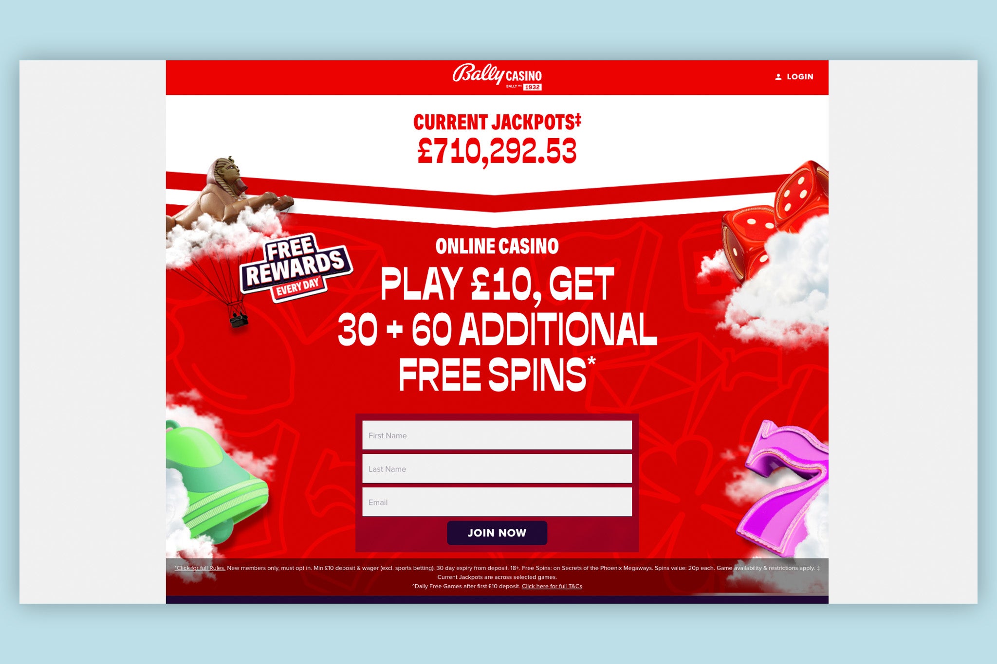 I found the sign-up process on Bally to be very straightforward