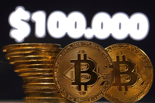 <p>The value of bitcoin has entered six figures for the first time </p>
