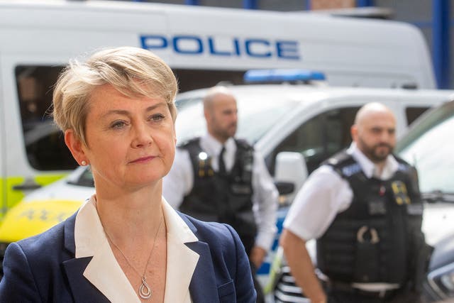 <p>Home Secretary Yvette Cooper during a visit to Lewisham Police Station in south London </p>