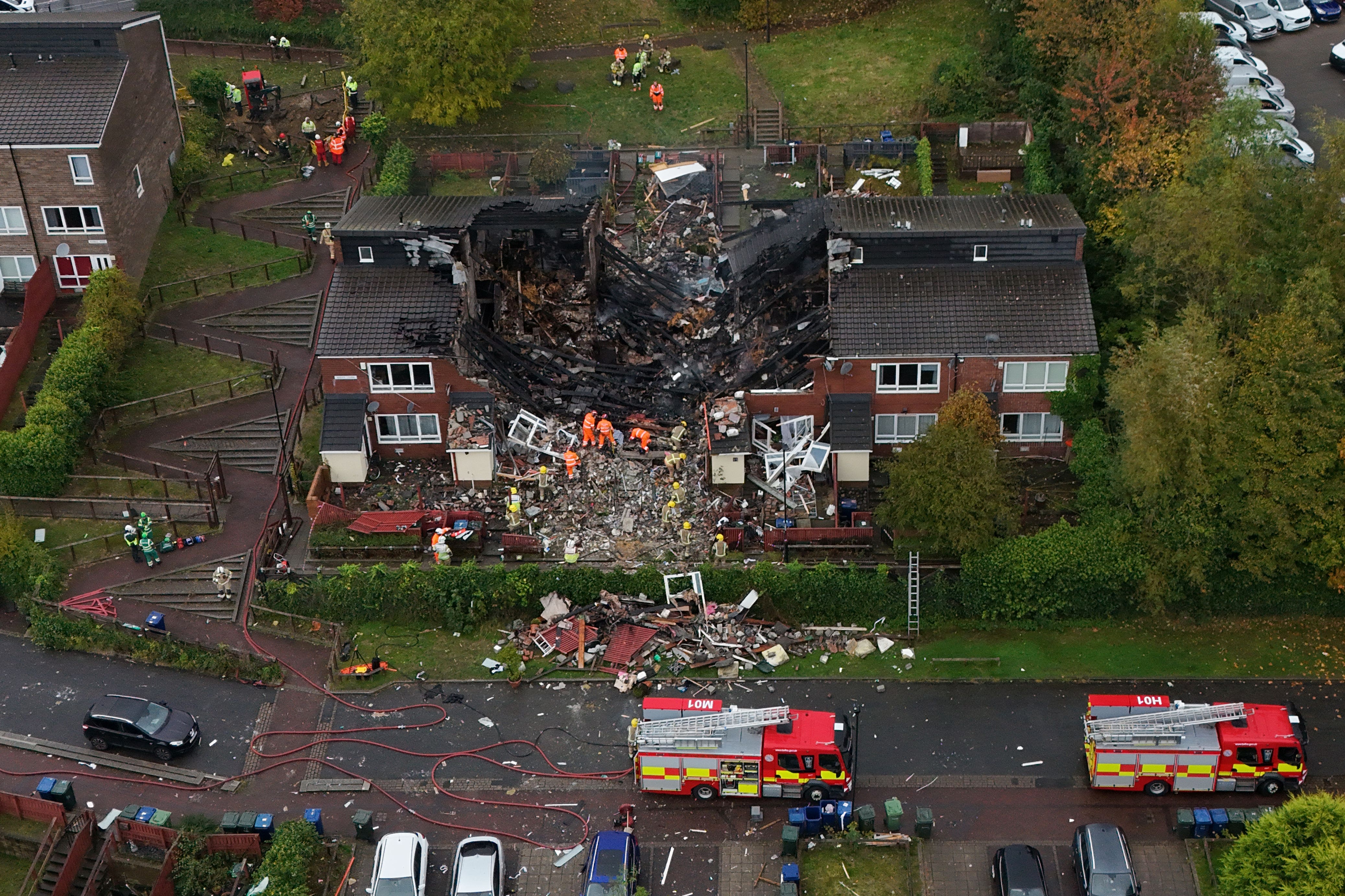 Emergency services at the scene at Violet Close in Benwell, Newcastle (PA)