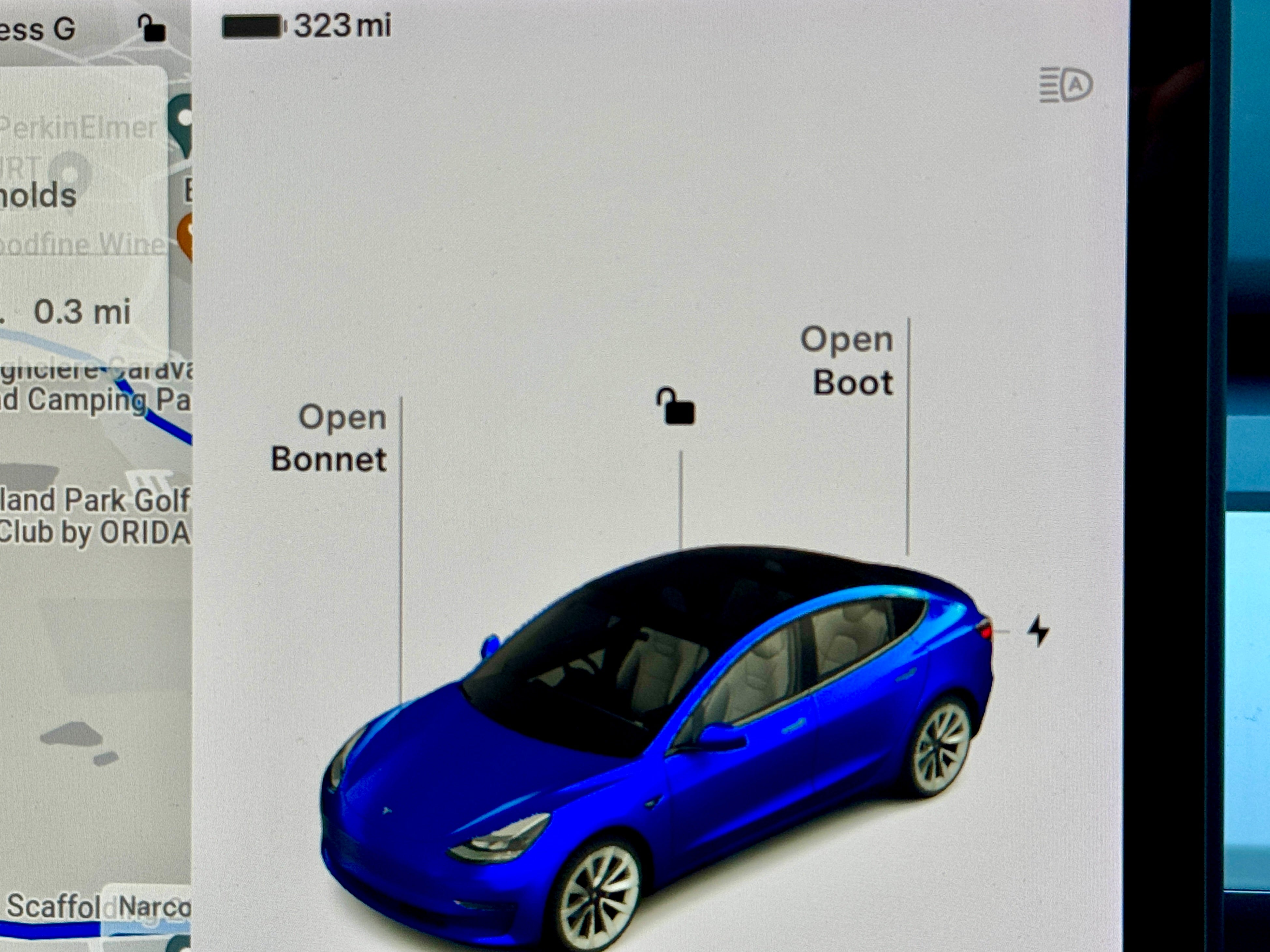 Battery range in cold weather of my used Tesla Model 3 is 323 miles