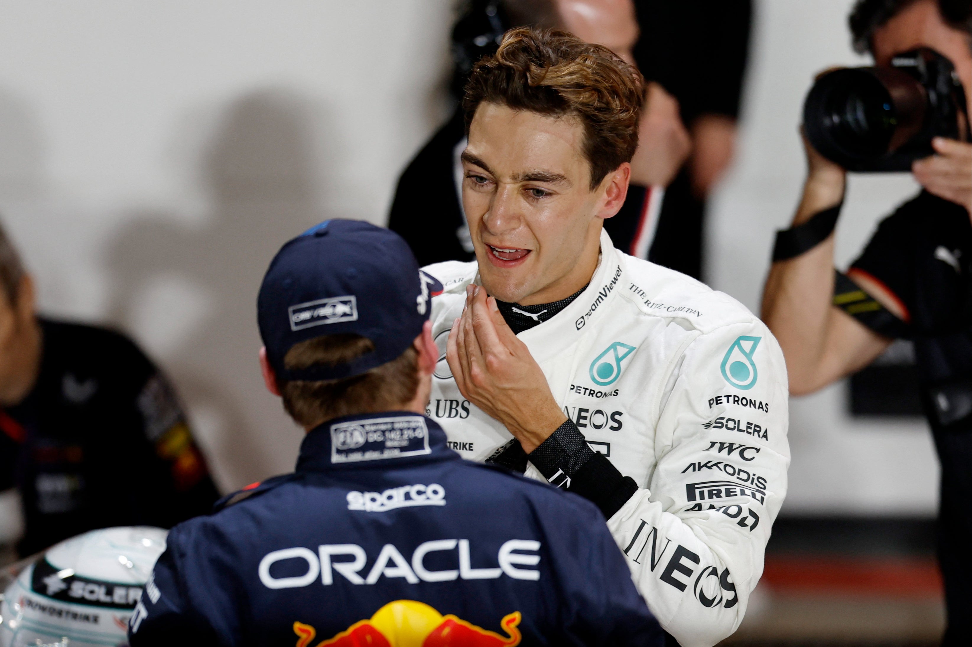 George Russell has struck back in his furious row with Max Verstappen