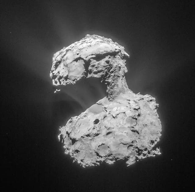 <p>An image shows the comet 67P/Churyumov-Gerasimenko in March 2015. New research from NASA says Jupiter-family comets like this one could have been potential sources of water for early Earth billions of years ago </p>