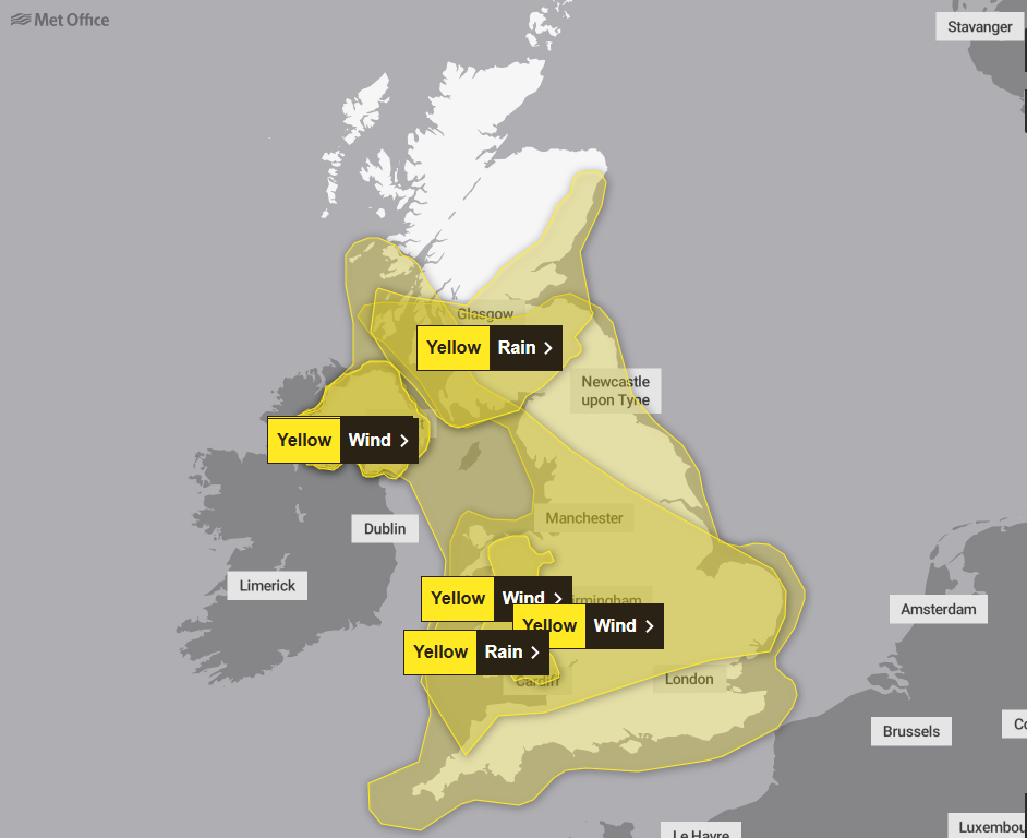 There are a number of weather warnings in place for Friday