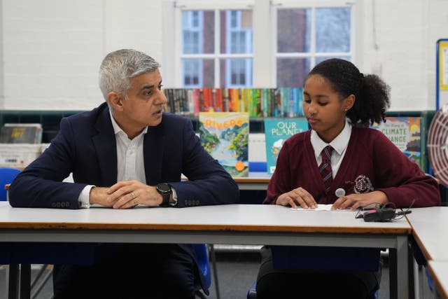 The mayor of London launched the Greener Schools pilot at Avondale Park Primary School in London (Lucy North/PA)