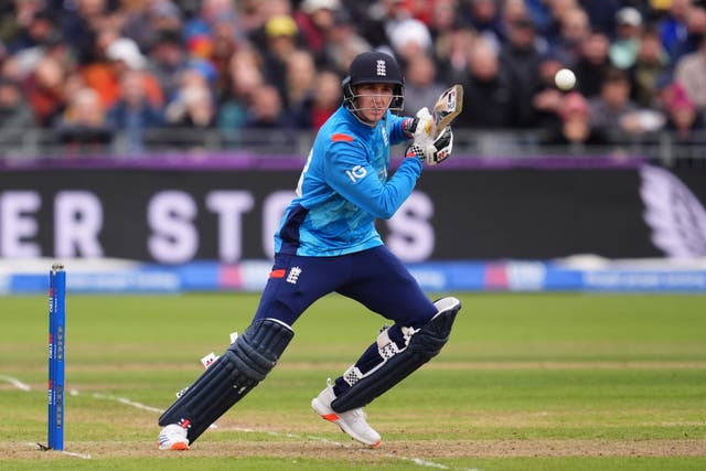 England’s Harry Brook during the fifth one day international match. (PA)