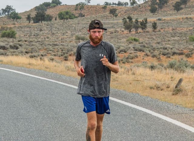 <p>Jack Pitcher, 28, from Bracknell, Berkshire, running 2,684 miles across Australia</p>