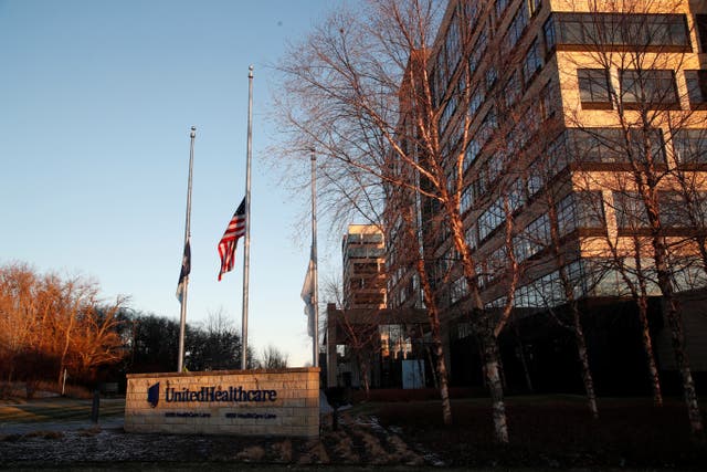 <p>Flags fly at half-staff at the Minnetonka, Minnesota, office of UnitedHealthcare after company CEO  Brian Thompson was shot dead in Manhattan. </p>