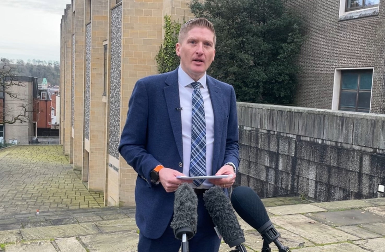 Detective Chief Inspector Phil Walker, of the Major Crime Investigation Team speaks to the media outside Wiltshire Police station, Hampshire, after Hongchi Xiao was sentenced