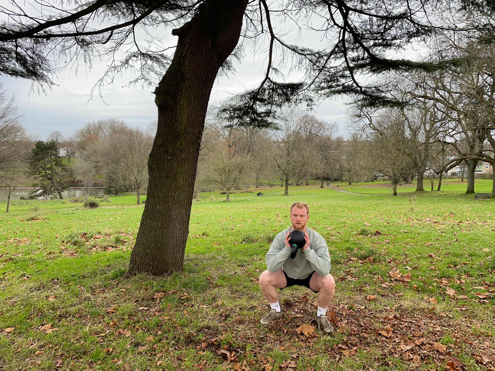 The goblet squat is one of three fundamental moves that make up this workout