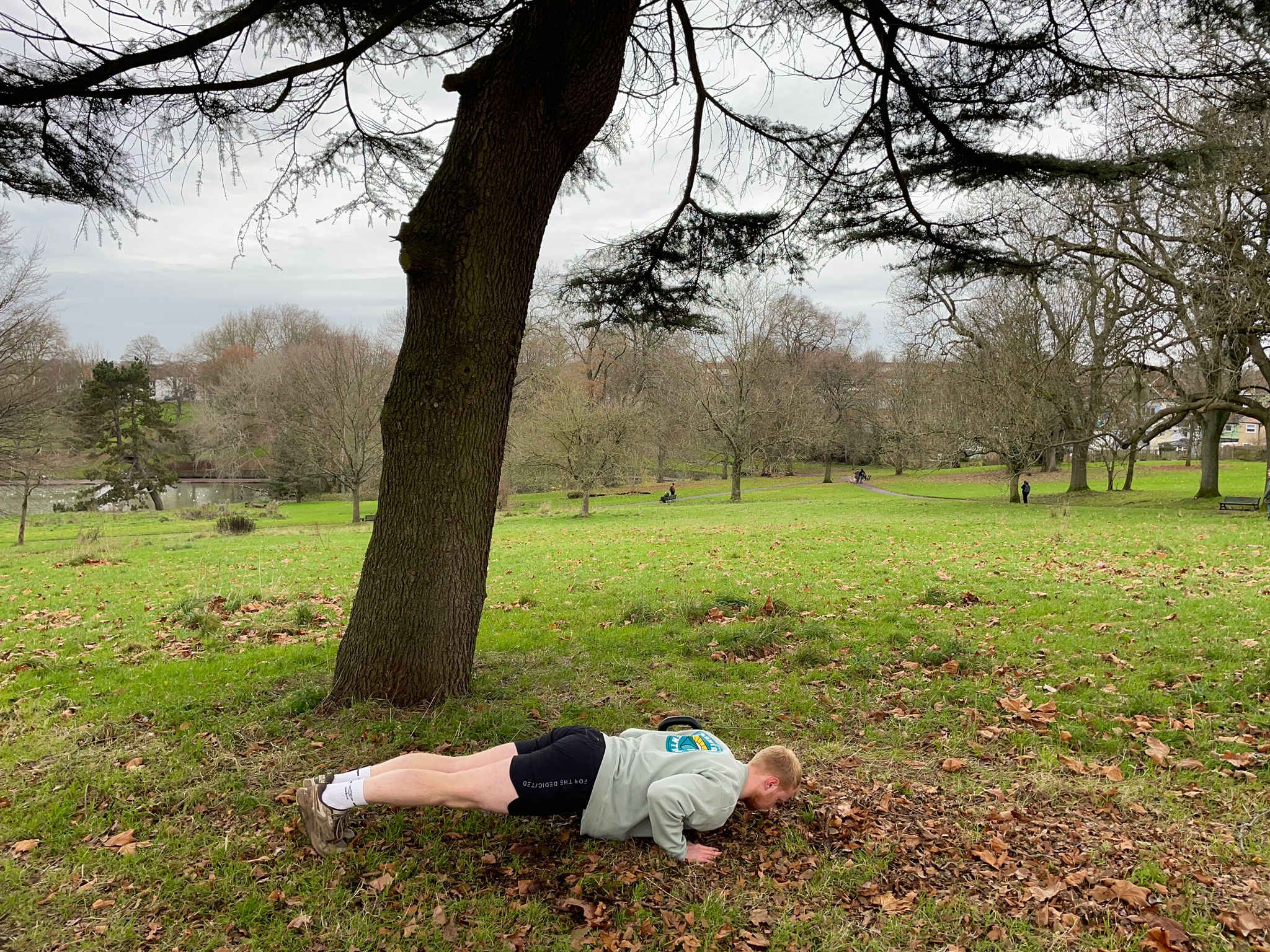 The Independent’s fitness writer Harry Bullmore performing a press-up