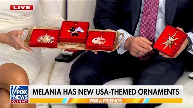 The hosts of Fox & Friends help Melania Trump sell her latest line of ornaments and jewelry to viewers.