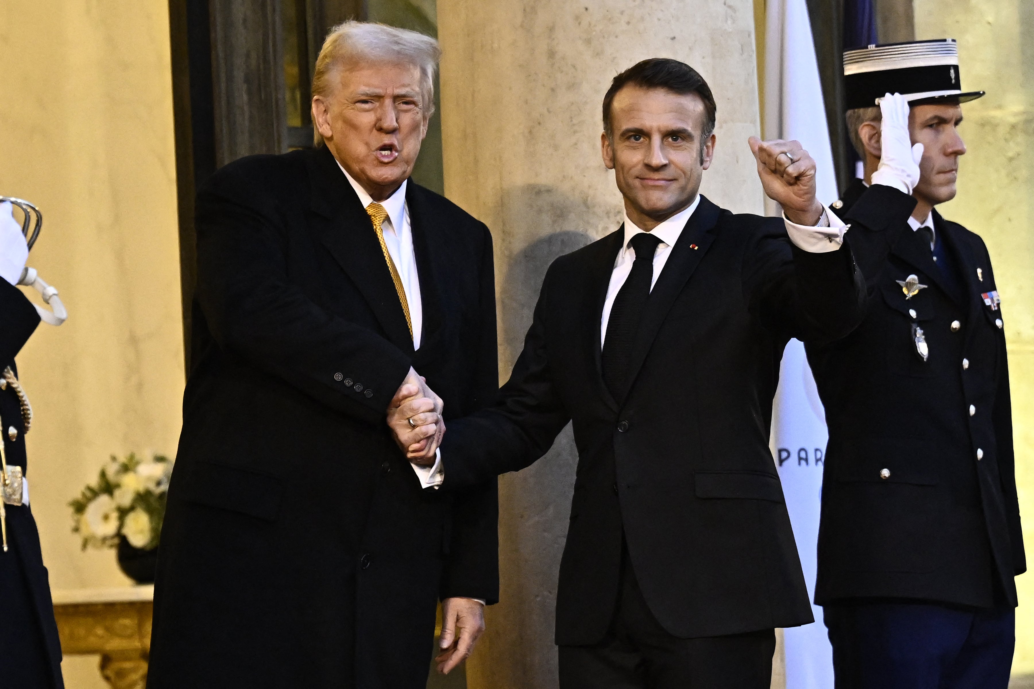 Trump is in Paris on Saturday for the re-opening of the Notre Dame Cathedral